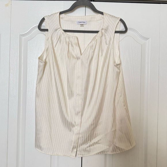 Calvin Klein Women's Ivory Sleeveless Blouse - Picture 1 of 4